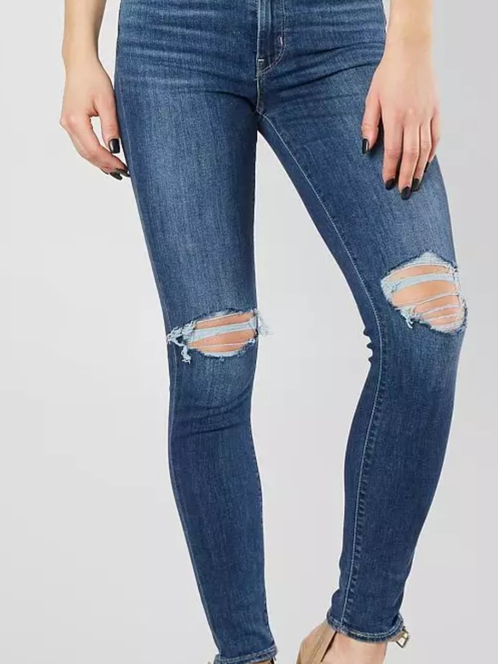 American Eagle Outfitters Dark Blue Ripped High-Rise Skinny Jeans